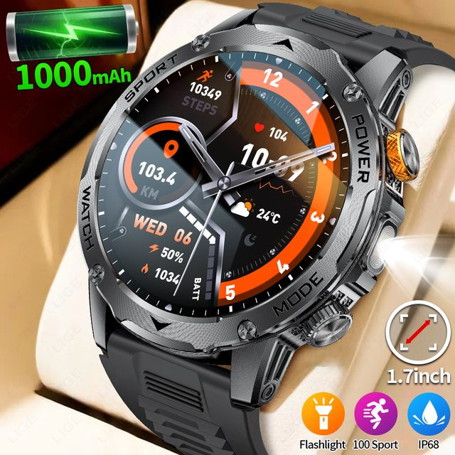LIGE Smartwatch, Schwarz, Silikon, Herren - Bild 1