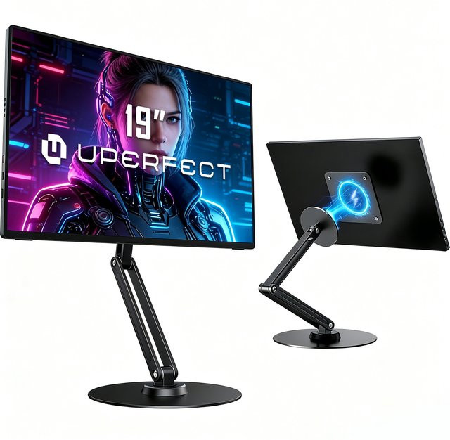 UPERFECT Magnetische Metallhalterung VESA 2-in-1-Ständer für 7-19 Zoll Monitore, Tablets und Smartphones, Schwarz - Bild 1