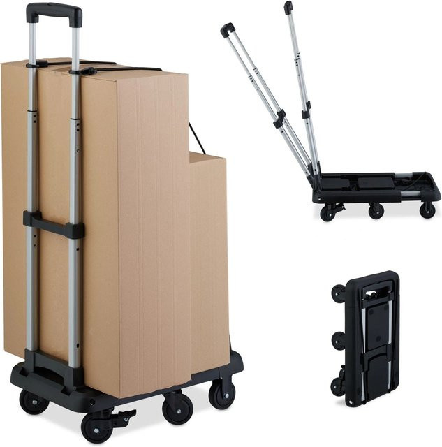 Relaxdays Plattformwagen aus Eisen in Schwarz, klappbar, B/T/H: 102 x 32 x 60 cm - Bild 1