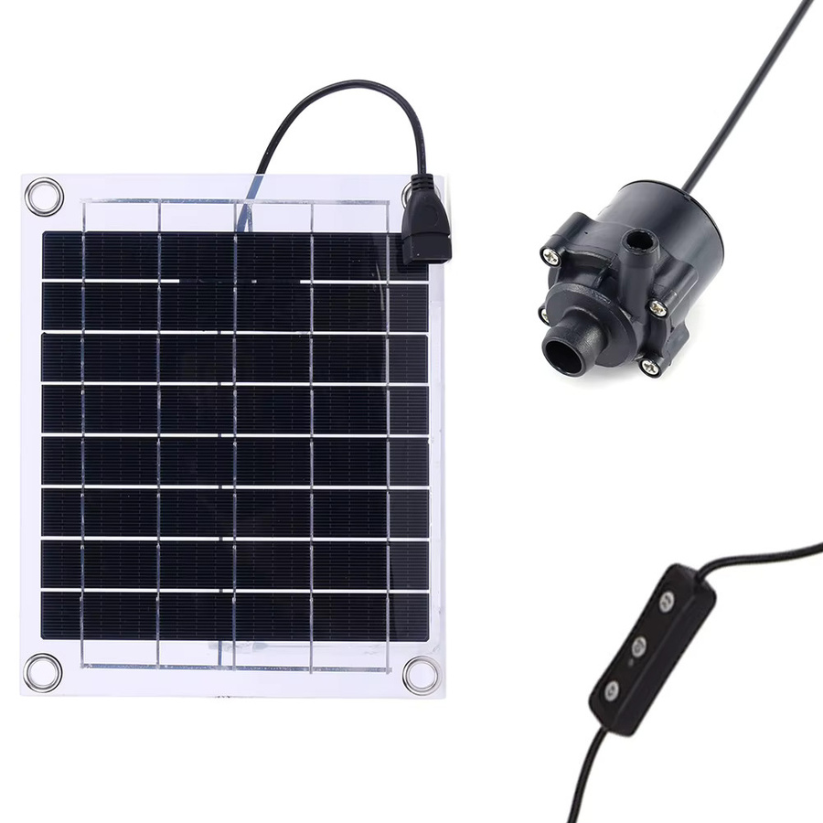 Alloet Solar-Wasserpumpen-Set mit Mini-Solarpanel und Einstellschalter für Aquarien und Bewässerungssysteme, Schwarz - Bild 3