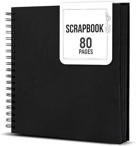 Vintage Kraftpapier Fotoalbum DIY Scrapbook in Schwarz mit 80 Seiten, B: 25 cm - Bild 1