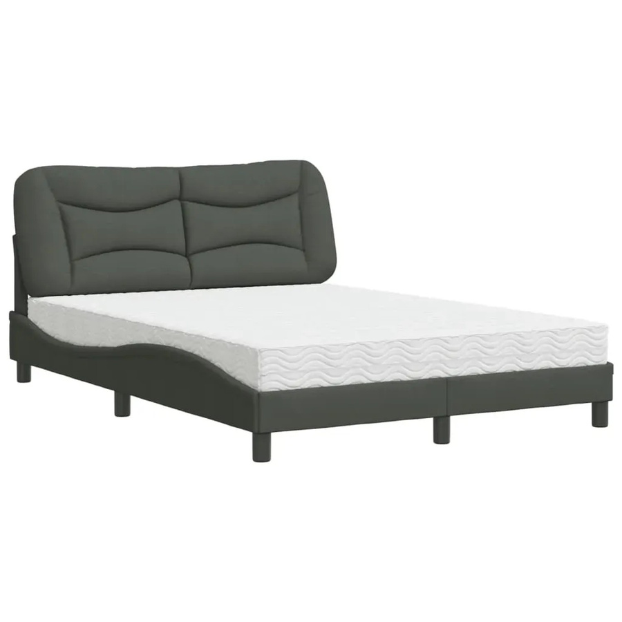vidaXL Bett mit Matratze aus Stoff und Schaumstoff in Grau, B/T/H: 120 x 200 x 17 cm - Bild 2