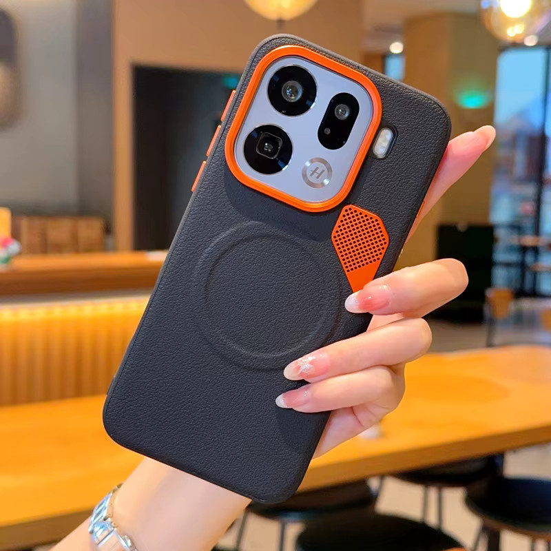 ELVEV Magnetische PU Leder Hülle für OPPO Find X9 und Find X9 Pro in Schwarz mit Wärmeableitung und Saugnapf - Bild 3