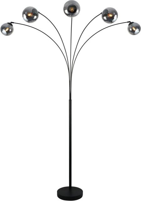 Pocoline Stehlampe Akali in Schwarz aus Metall und Glas mit 5 E14 Fassungen, Höhe: 210 cm, Breite: 170 cm - Bild 1