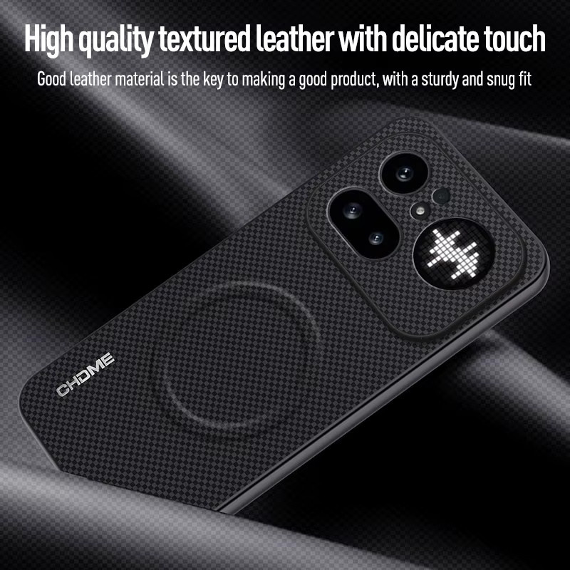 Lederhülle für Nothing Phone 4a Pro mit magnetischer Autohalterung und Anti-Fall-Schutz in Schwarz - Bild 2
