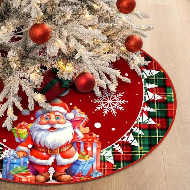 VIKAMA Weihnachtsbaum Rock im Vintage Design mit Buffalo Plaid und Santa Muster in Rot - Bild 1