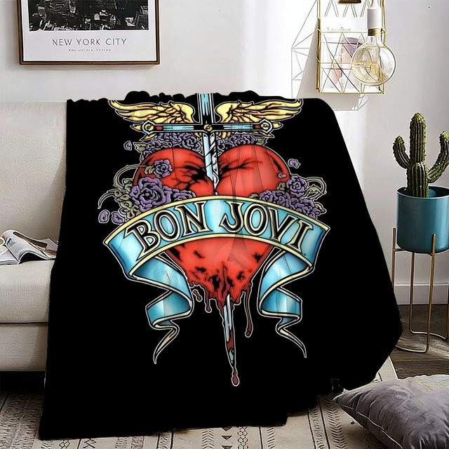 Bon Jovi Flanelldecke in Weiß oder Schwarz, leichte 240g Decke für den Sommer, weich und hautfreundlich - Bild 1