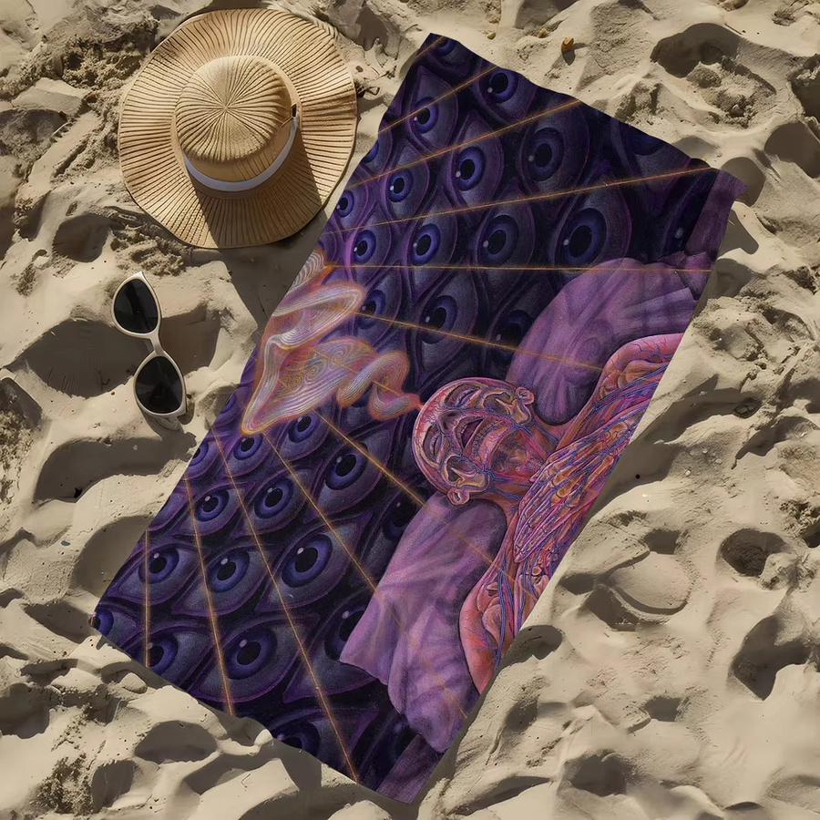 Art Alex Grey Trippy Psychedelic Handtuch, saugfähiges und schnell trocknendes Strandtuch für Damen und Herren - Bild 5
