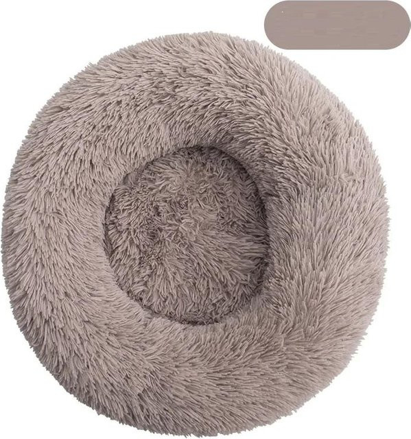 Yiran Furniture Katzenbett Donut aus weichem Plüsch in Grau, Durchmesser: 40 cm - Bild 1