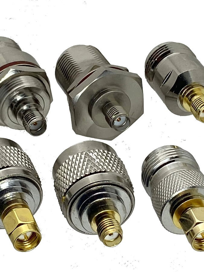 SMA zu SMA Adapter Set mit Stecker und Buchse M16 HF Koaxial-Adapter in Silber für Radio-Antennen und Kabelklemmen - Bild 2