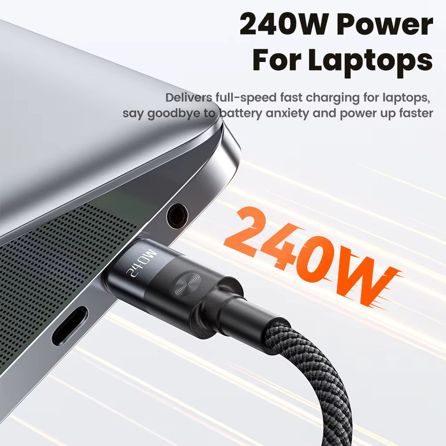 Toocki USB-C zu Typ-C Ladekabel 240W PD PPS Ultra-Schnelles Datenkabel Schwarz - Bild 2