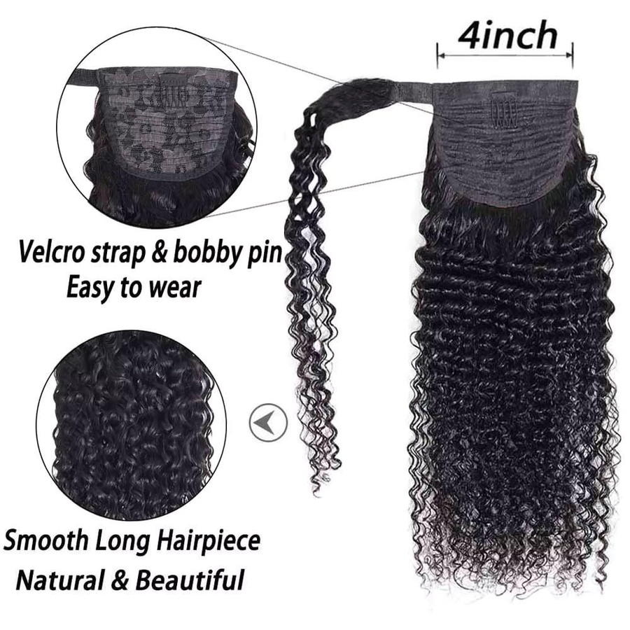 Tomiyaa Body Wave Clip-in-Haarteil Pferdeschwanz, 100 % Echthaar, Schwarz, Damen - Bild 2