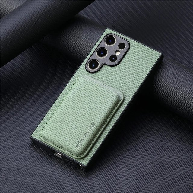 Magnetische Handyhülle mit Kartenhalter für Samsung Galaxy S25 S24 S23 S22 S21 FE Ultra Plus A35 A25 A15 A05 in Grün - Bild 1