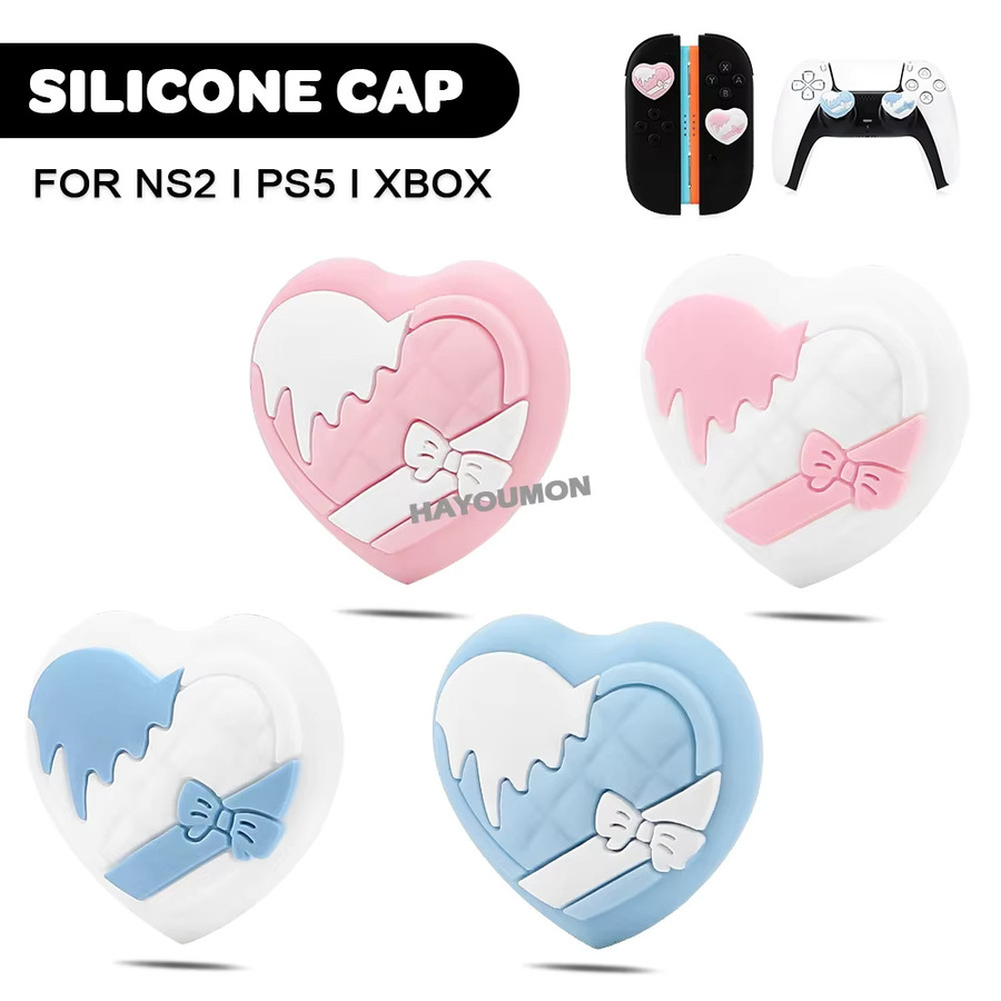 Pogopirate 4er Set Silikon Daumen Grip Kappen Anti-Slip Schutzhüllen für PS5, PS4, Nintendo Switch, Lite und OLED in Weiß und Pink - Bild 5
