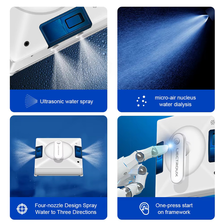 Liectroux YW509 Roboter-Fensterputzer in Weiß mit 4-Wege-Wasserspray und intelligenter Navigation für Glasböden und Wände - Bild 2
