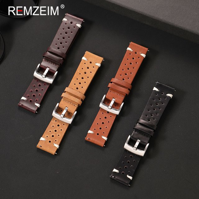 REMZEIM Uhrenarmband Ölwachsleder, Herren, Vintage, 20mm, 22mm - Bild 1