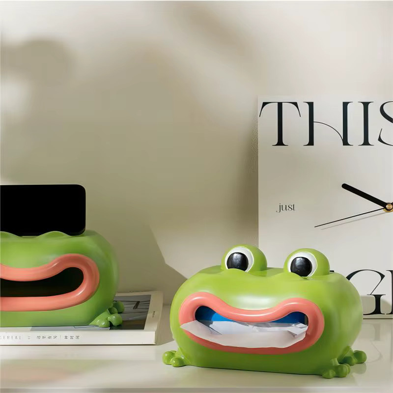 Grüne Taschentuchbox aus Kunststoff mit Froschdesign - Bild 5