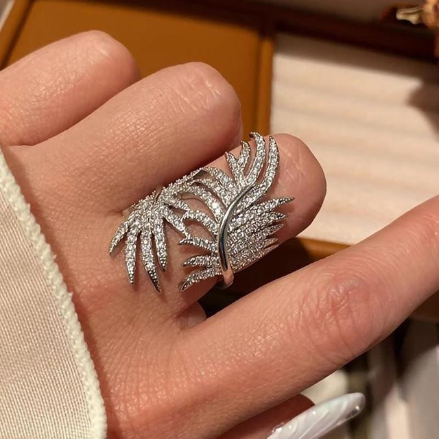 Yiran Jewelry Fingerring, Federdesign, Silber, Zirkonia, Damen - Bild 1