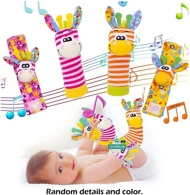 Wucifang Bags Baby Handgelenkrassel Socken, 4-teiliges Set, ab 0 Jahre, Unisex, Bunt / Mehrfarbig - Bild 1
