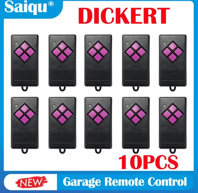 Dickert Garagentor-Fernbedienung Set mit 10 Stück, 4 Kanäle, 433 MHz, Farbe Pink/Schwarz, für MAHS433-04 Garagentore - Bild 1