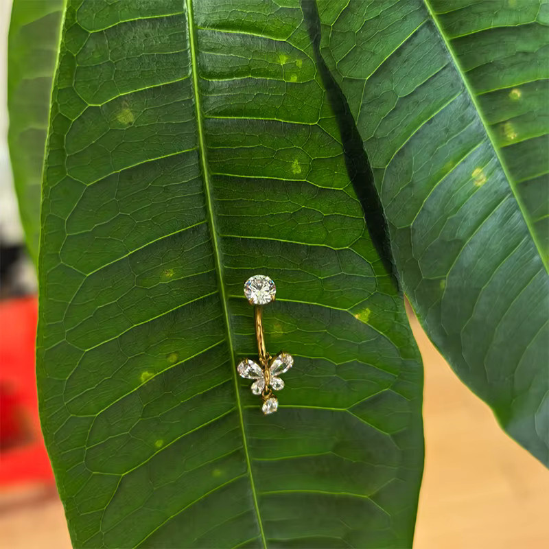 pioroe Bauchnabelring Schmetterling, Titan, Kristall, Damen - Bild 1