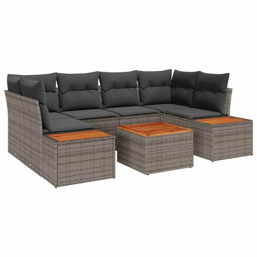 vidaXL Garten-Sofa-Set aus Polyrattan in Grau mit 6-teiliger L-Form, Kissen und integriertem Stauraum - Bild 2