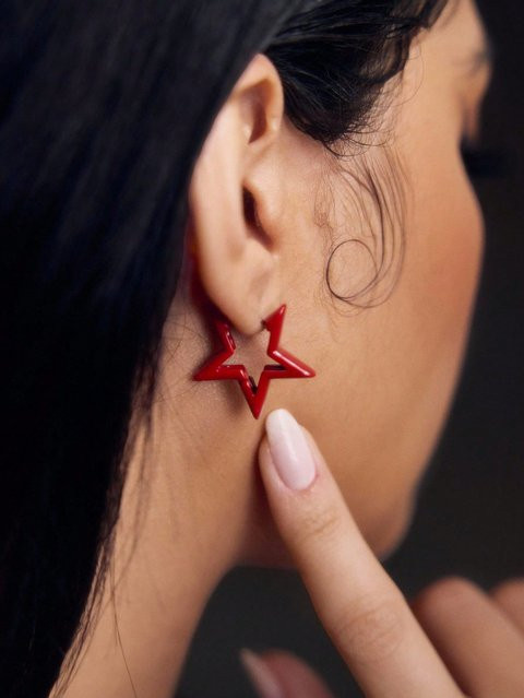 Creolen Stern-Design, rot, Damen - Bild 1