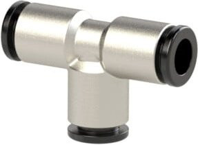 Riegler T-Steckverbindung click-clock für Schlauch-Außendurchmesser 6 mm, Messing vernickelt, Silber - Bild 1