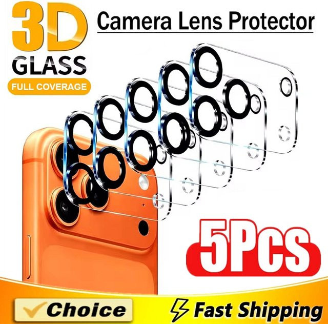 5 Stück Kameralinsen-Schutzglas für Apple iPhone 16 15 14 13 12 11 Pro Max Mini Plus, transparent - Bild 1