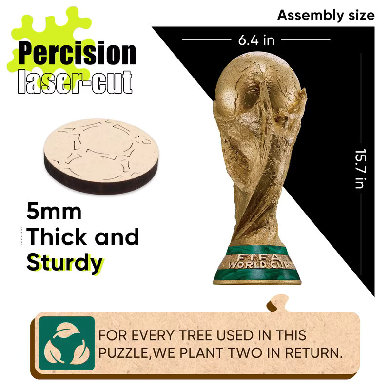 FIFA 2026 USA Mexiko Kanada Weltmeisterschafts-Pokal, Holzpuzzle, 3D-Puzzle - Bild 2