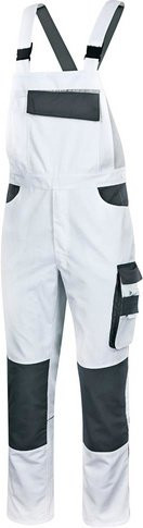 safety and more Latzhose EXTREME in Weiß/Grau mit Reflexstreifen, Größe M, aus Polyester-Baumwoll-Gemisch - Bild 1