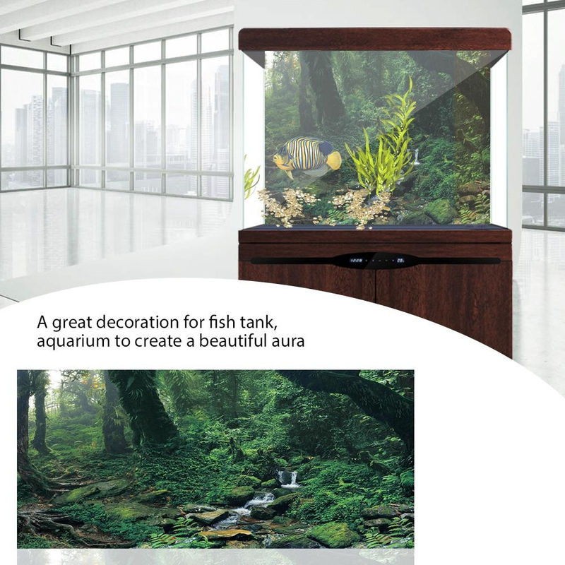 TOMTOP JMS Aquariendekoration Riverway Green Woods Selbstklebender PVC Hintergrund in Grün - Bild 2