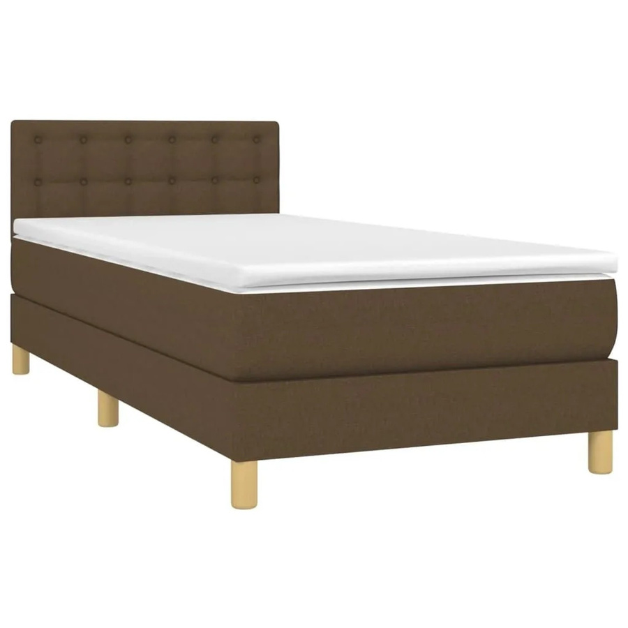 vidaXL Boxspringbett mit Matratze und LED-Unterbettbeleuchtung in Dunkelbraun, Hybridbett mit USB-Ladeport und Taschenfederkern, B/T: 90 x 193 cm - Bild 2