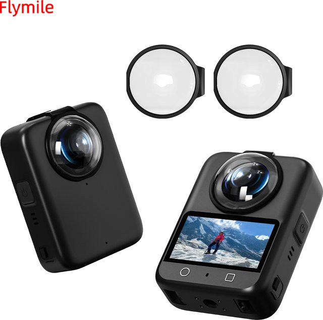 Flymile Objektivschutz für DJI Osmo 360 Kamerazubehör aus gehärtetem Glas mit Schutzkappe in Schwarz - Bild 1
