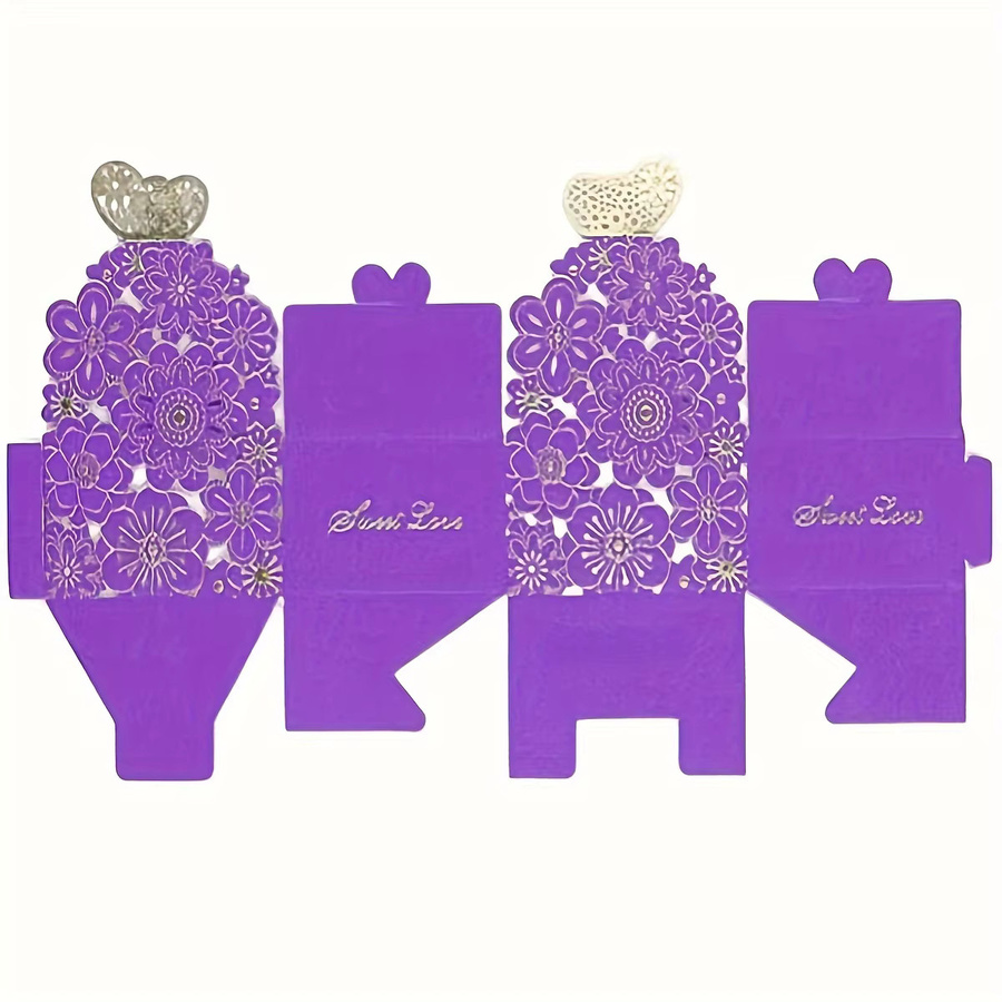50er Set Hohlboxen mit Blumen und Schmetterlingen in Lila für Hochzeiten und Partys als Geschenkbox für Schokolade oder Süßigkeiten - Bild 4