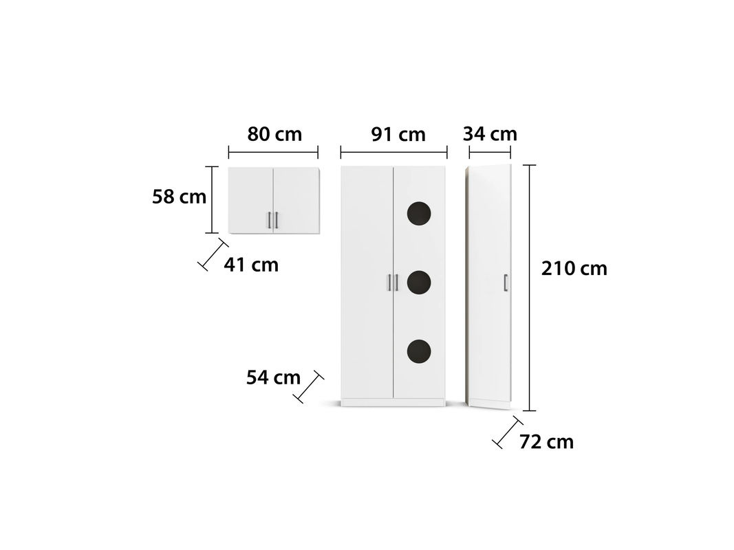 RAUCH BLUE Allrounder Wäscheschrank Grundelement mit 2 Türen, Hängeschrank und Ausgleichstüre, Alpinweiß, B: 54,0 cm, T: 54,0 cm, H: 210,0 cm - Bild 2