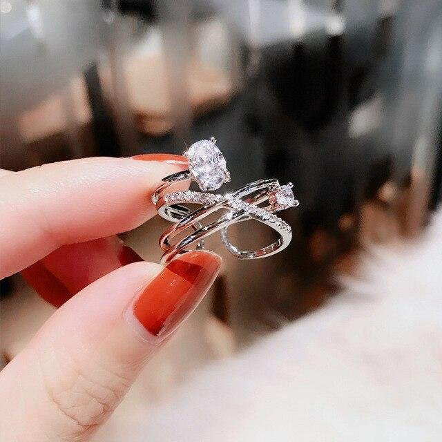 Ring Geometrisch Multilayer, Zirkonia, Kristall, Silber, Damen - Bild 1