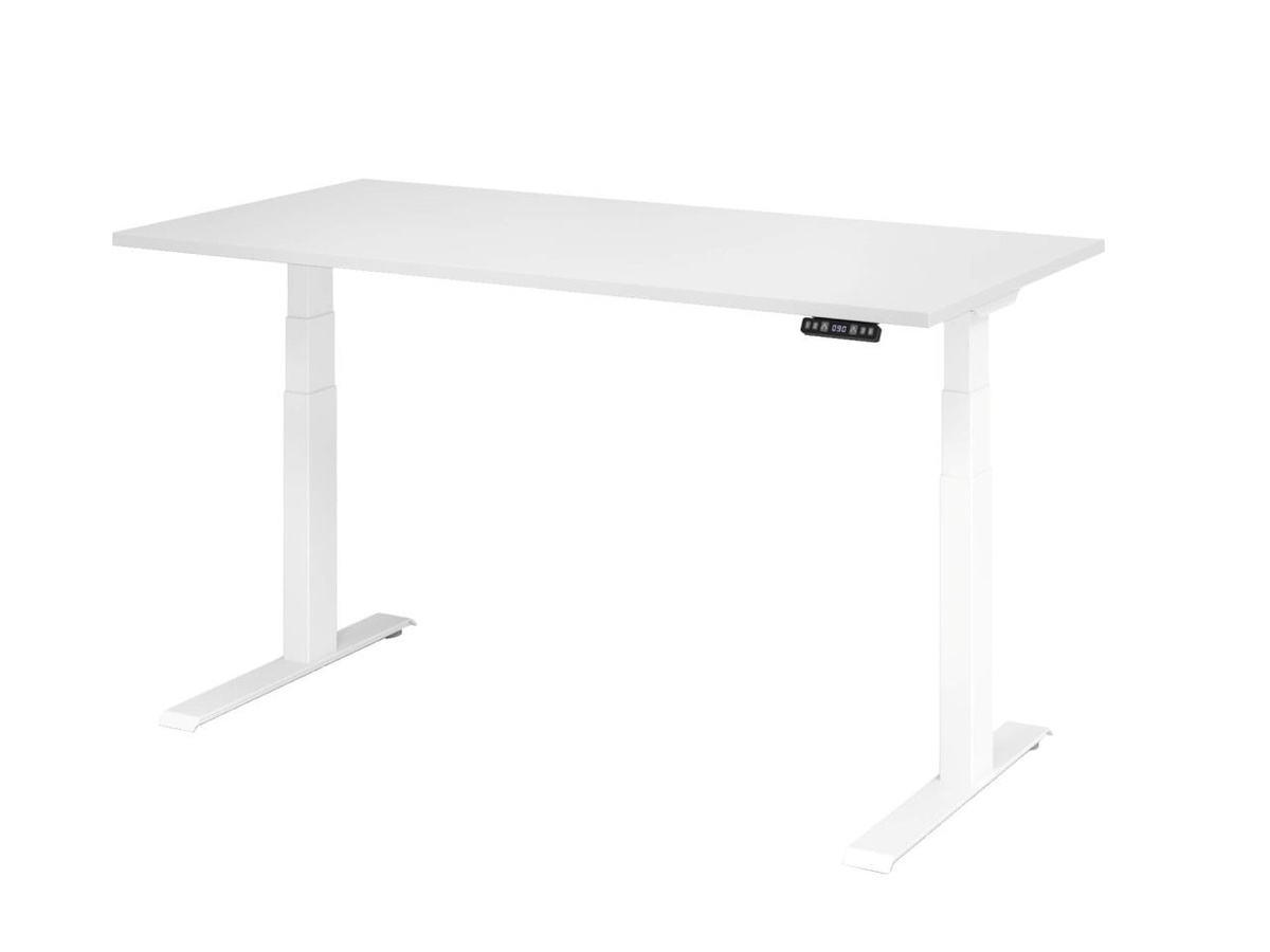 BIGBOXX Höhenverstellbarer Schreibtisch mit elektrischem Motor, Weiß, Modernes Design für Home Office - Bild 1