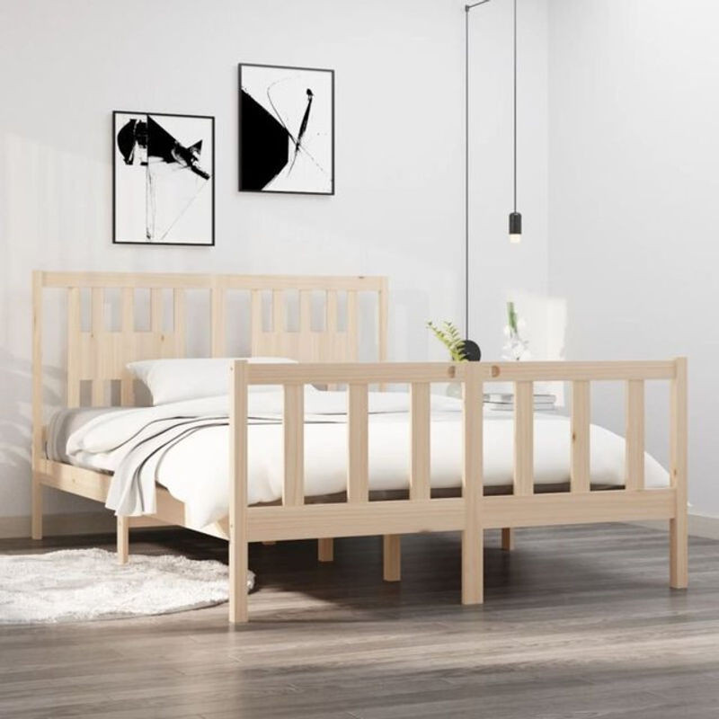 Massivholzbett Vidaxl aus Kiefer in Braun, B/T/H: 135 x 190 cm - Bild 1