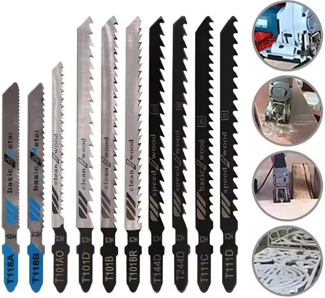 DAZZLEEX 10er Set Stichsägeblätter für Holz, Metall und Kunststoff in Silber - Bild 1