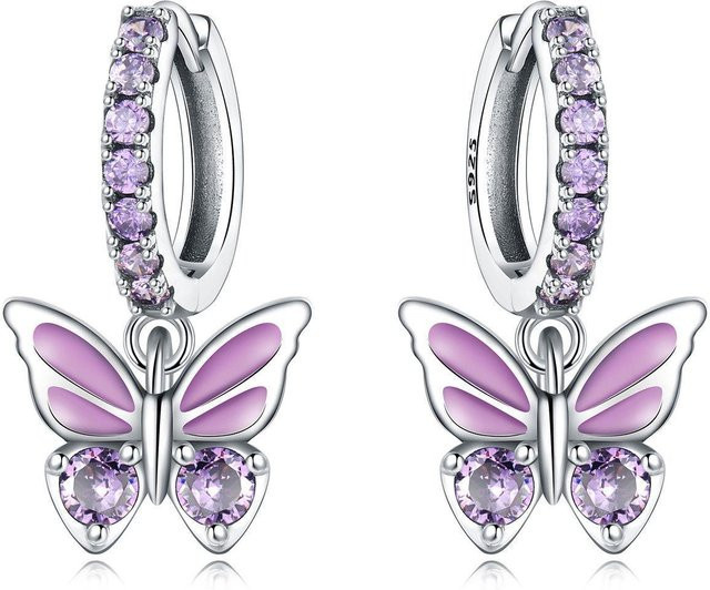 Ohrringe 925 Silber, Zirkonia, Schmetterling, Damen - Bild 1