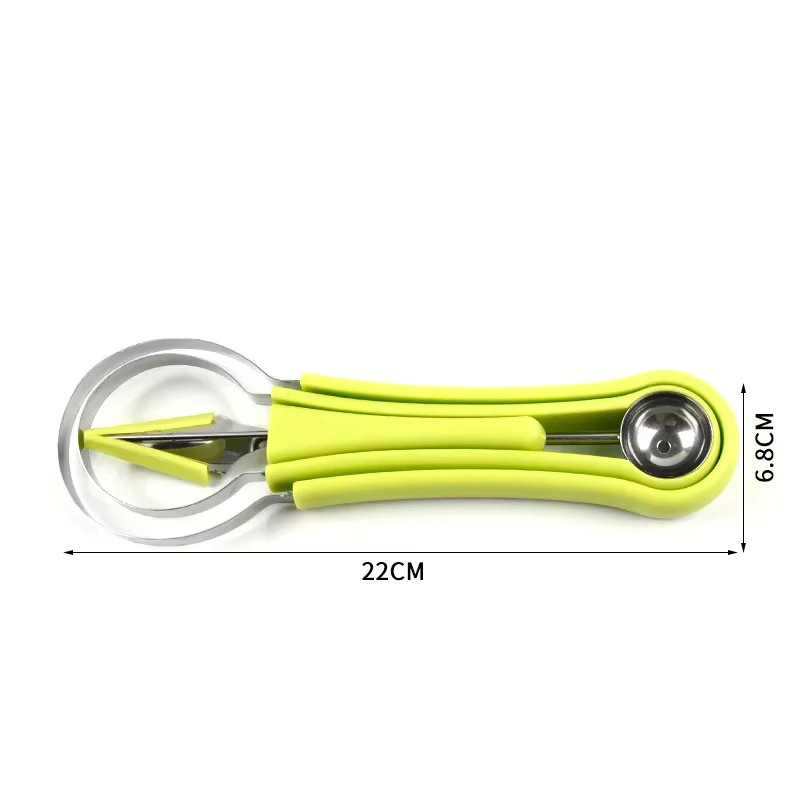 Venlohome 3-in-1 Obst- und Melonenmesser in Blau zum Schnitzen und Portionieren von Wassermelonen und Eis - Bild 4