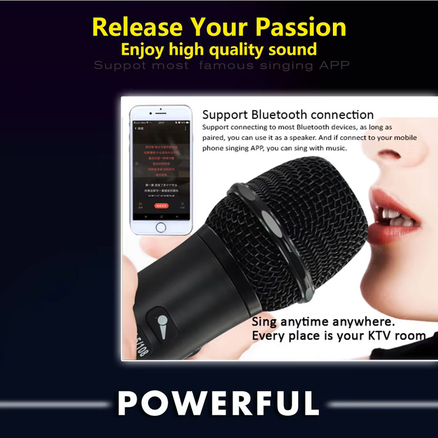 Xiaokoa L-698 2in1 Bluetooth Karaoke-Mikrofon und Lautsprecher mit 15W Leistung, 4000mAh Akku, Schwarz - Bild 3