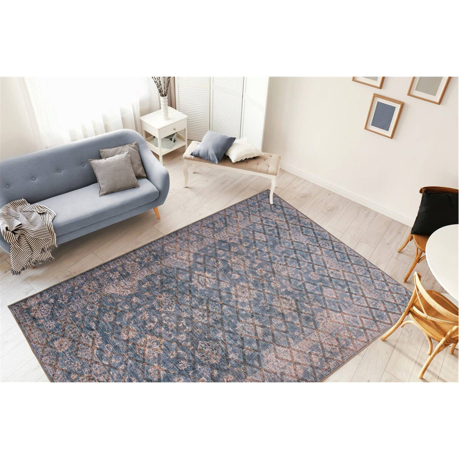 me gusta Kurzflorteppich Antique 225 in Gold und Blau mit Relief-Muster, B/B: 120 x 180 cm - Bild 2