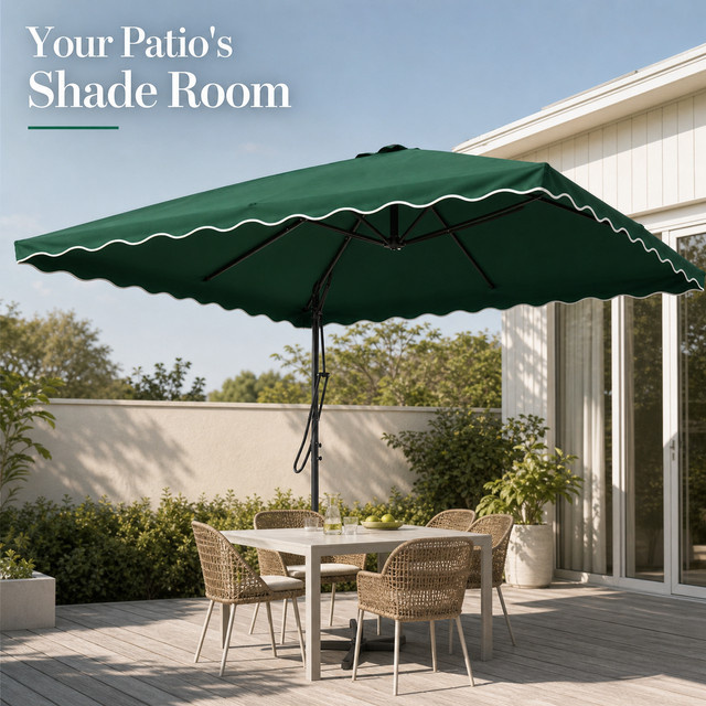 Großer quadratischer Terrassenschirm mit grünem Stahlmast, B/B/H: 250 x 250 x 250 cm - Bild 1