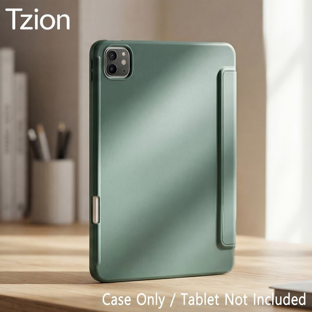 Tzion Schutzhülle für iPad Pro 11 Zoll M5 2025 und M4 2024 mit Stifthalter und magnetischer Auto-Wake-Schlaf-Funktion in Grün - Bild 1