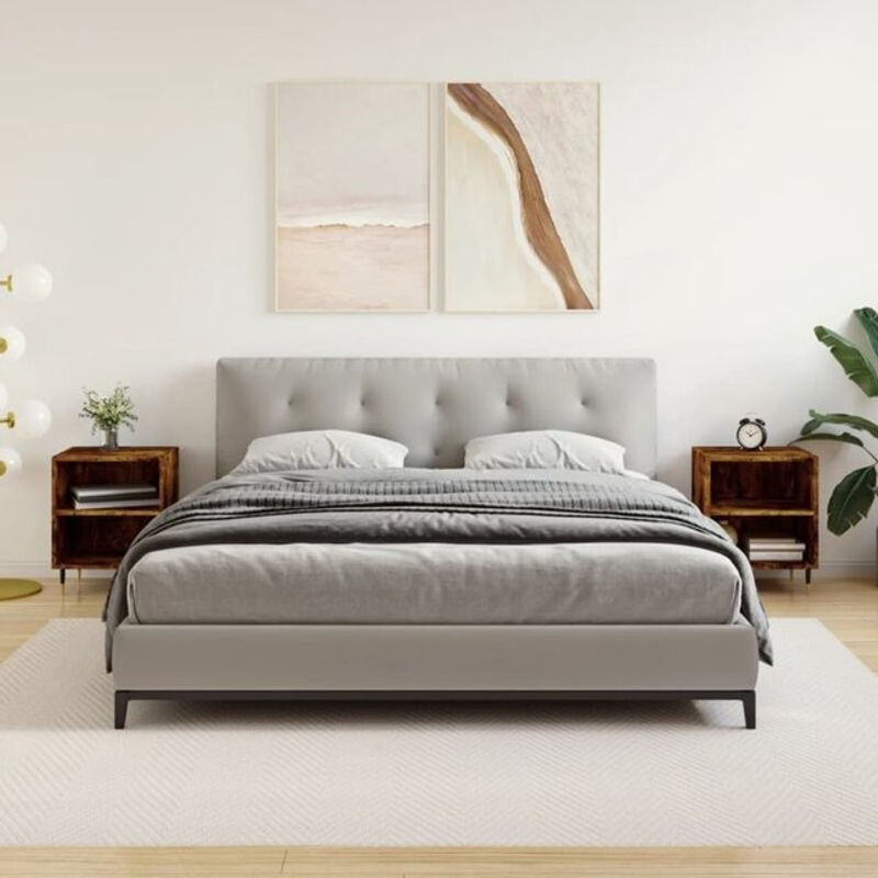 Set aus 2 Nachttischen von vidaxl in Räuchereiche und Grau aus Holzwerkstoff und Metall, Modern, B: 40 cm, T: 30 cm, H: 50 cm - Bild 1