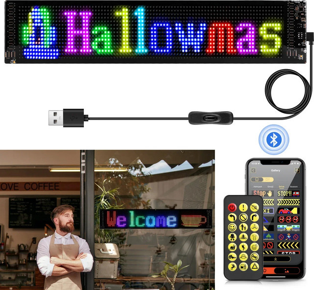 VASTFIRE LED-Schild-Panel mit Bluetooth und App-Steuerung für individuelle Textmuster, Animationen und Logos - Bild 1