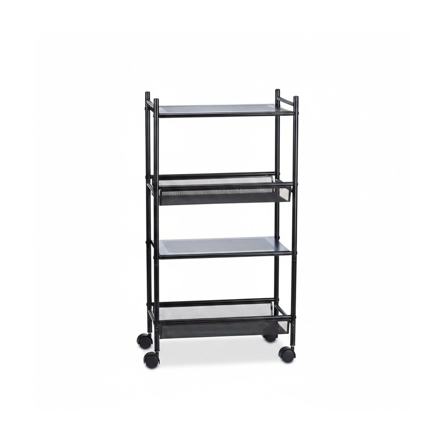 Relaxdays Rollregal aus Metall in Schwarz mit 4 Ablagen, B/T/H: 81 x 25 x 50 cm - Bild 2