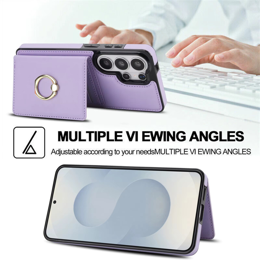 Leder-Brieftaschenhülle mit Kartenhalter und Ringständer für Samsung Galaxy S23 S24 S25 S26 Ultra Plus A56 A36 A26 A16 A55 A35 A15 von szHAIyu in Weiß und Lila - Bild 3